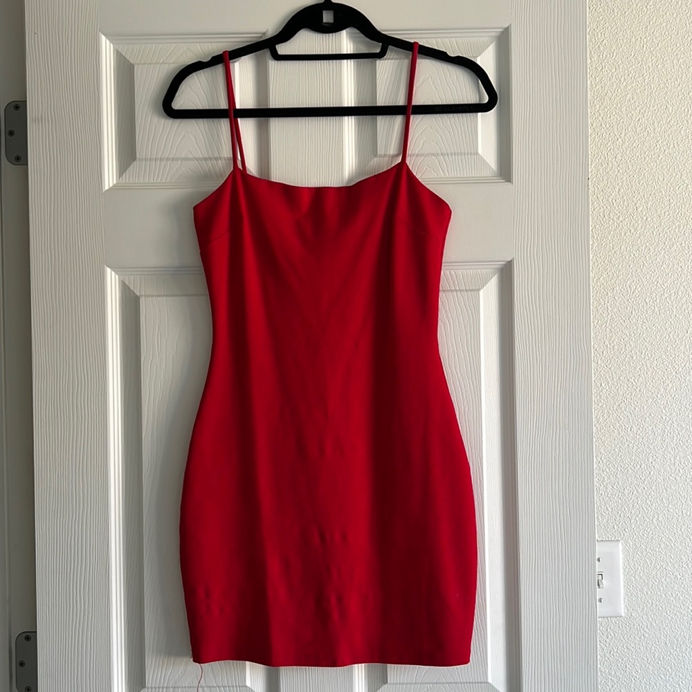 Lulus bright red fitted bodycon mini dress